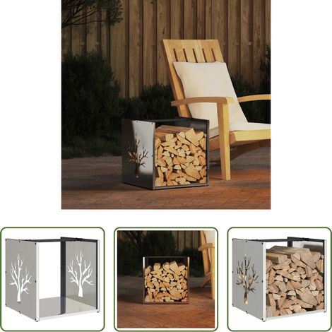 Support bois de chauffage - Portant de bois de chauffage 40x40x40 cm acier inoxydable (1/5)