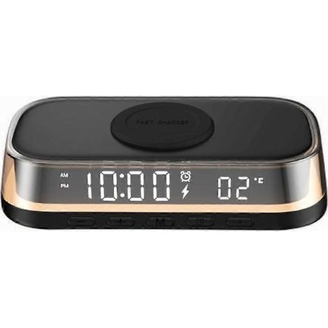 Réveil, réveil, thermomètre, chargeur sans fil, chargeur de bureau multifonctionnel 15 W, veilleuse tactile 3 en 1 (1/5)