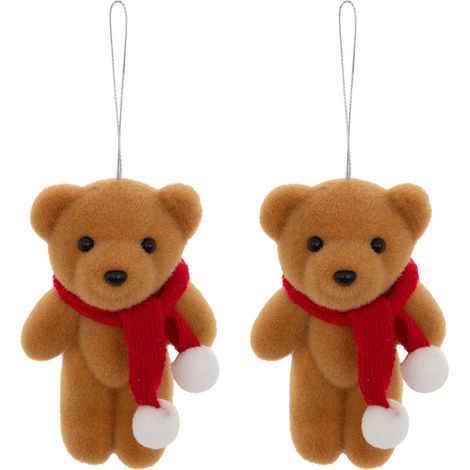 Déco de sapin Lot de 2 Oursons avec écharpe rouge - Feeric Christmas (1/3)