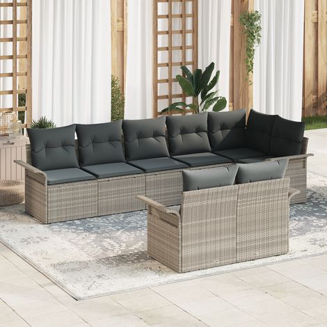Garden Sofa Set 8 pcs Light Grey Poly Rattan vidaXL (1/5)