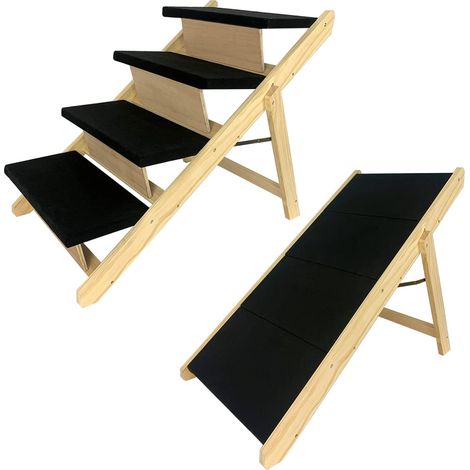 Hundetreppe 2-in-1 Hunderampe für Kleine Hunde & Kätze Klappbare Haustierrampe Rutschfesten Katzenrampe Belastbarkeit Bis 80KG, Typ B NAIZY (1/5)