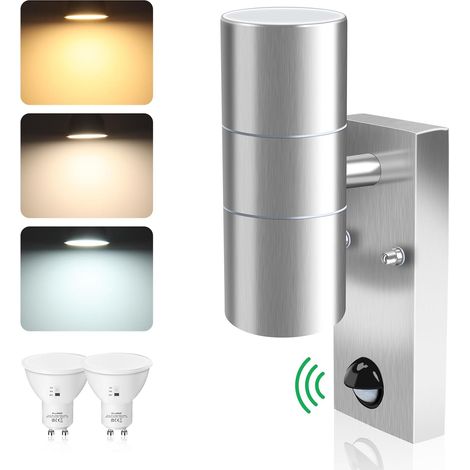 Applique Murale LED Exterieur Détecteur de Mouvement 8W, Argenté (1/5)