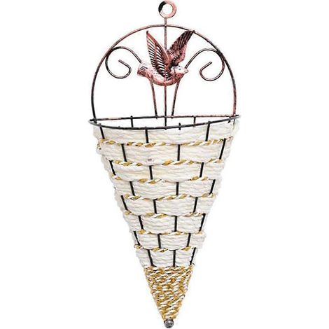1 panier suspendu en paille tressée, pot de fleurs en osier, style vintage, pour mariage ou extérieur. (1/5)
