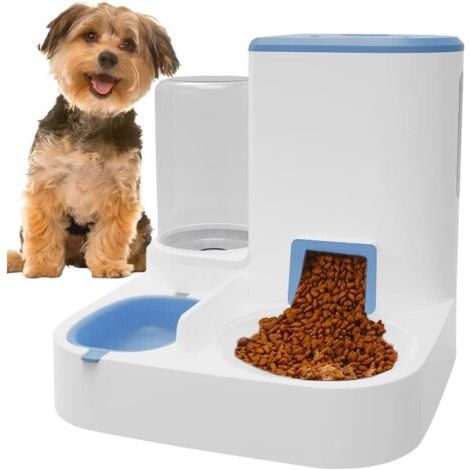 Distributeur de Nourriture Eau Automatique pour Animaux 2 in 1,Distributeur d'eau et Distributeur Automatique pour Animaux pour Chiens et Chats Animaux Abreuvoir Pet Bowl (1/5)