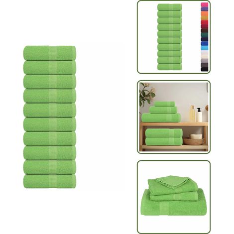 vidaXL Serviettes de visage 10 pcs vert pomme 30x30 cm 100% coton