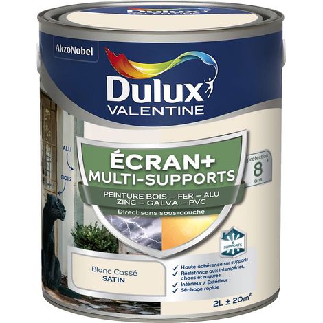 ECRAN+ MULTI-SUPPORTS EXTERIEURE - Peinture en Phase Aqueuse Éxtérieur - Satin Blanc Cassé 2 L - Dulux Valentine