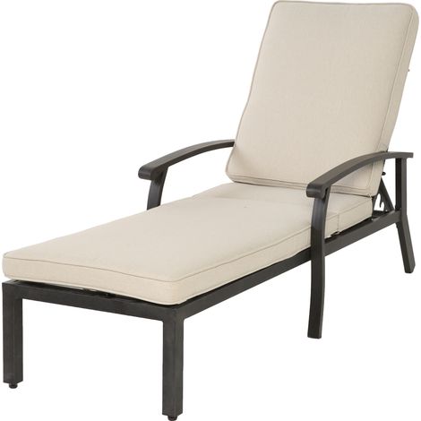 Outdoor-Sonnenliege aus Aluminium mit beigem Kissen, 5-fach verstellbar (1/5)