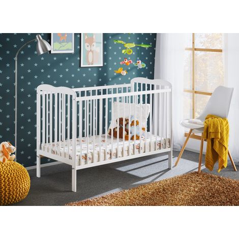 Berceau bébé lit bébé 60x120cm blanc mat barreaux amovibles Ala (1/5)