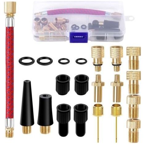 Embout Pompe - 21 Pices Aiguille Gonflage Ballon avec Bote de Rangement, Embout Gonflage pour Compresseurs Pompes- (1/5)