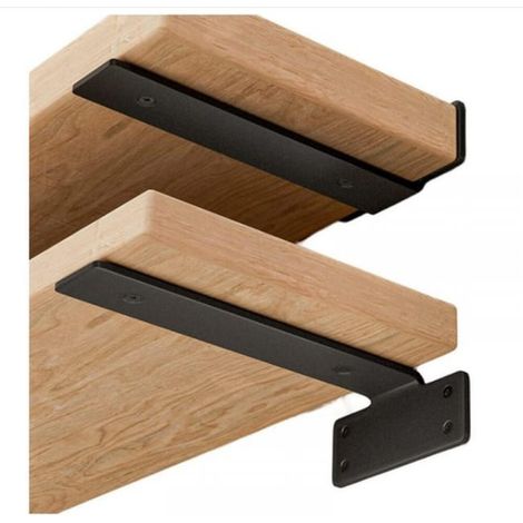 Set mit 2 Regalträgern (15 cm) – Stabile, schwarze Metall-Wandregalträger mit einer Tragkraft von 75 kg. Dreieckiger Wandträger aus Schmiedeeisen.