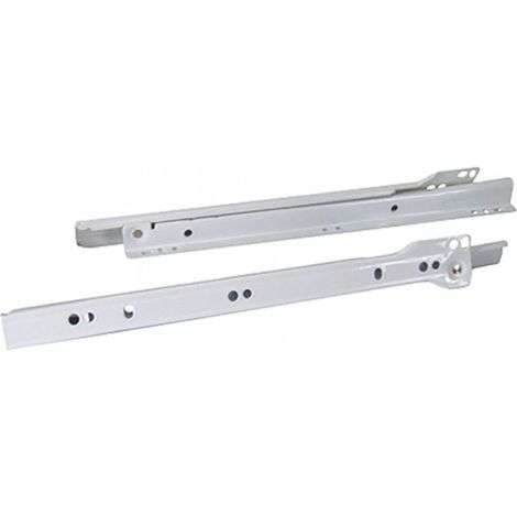 Coulisse à galets en acier époxy blanc - 18kg - sous tiroir (350) - Profondeur (en mm) : 350