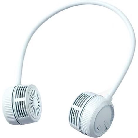 Ventilateur de cou, mini ventilateur, ventilateur portable, trois vitesses, batterie rechargeable 1000 mAh, unisexe, sortie d'air rotative à 360°, bleu-AquaForge (1/5)