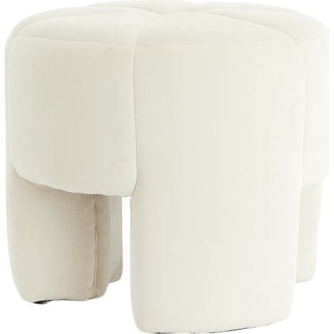 Light & Living Pouf BATOEMI Samt Weiß – Ø51x45 cm