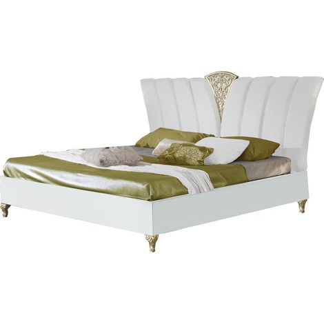 Lit design laqué blanc et doré Jade 160x200 (1/4)