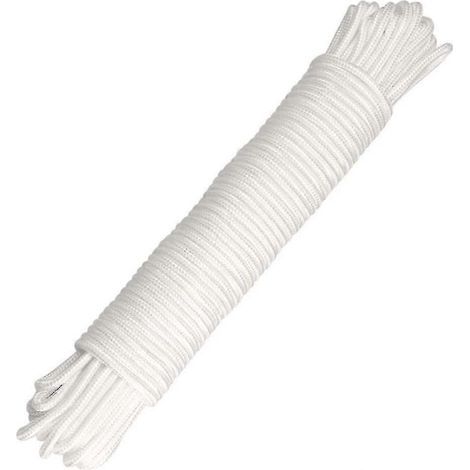 25 m x 6 mm dickes, weißes, gedrehtes Nylonseil, multifunktional, ideal zum Aufhängen von Gegenständen bei Gartenarbeiten, Heimwerkerprojekten, Camping oder Überlebensprojekten. (1/4)