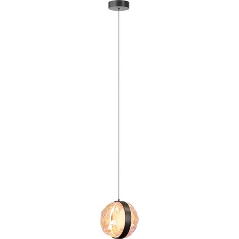 Maytoni Misterio Plafonnier suspendu moderne en forme de globe, intensité variable, noir, 2 700 K, 650 lm, abat-jour coloré