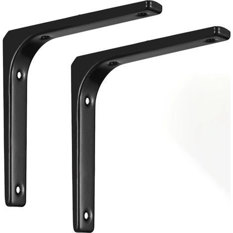 TAISHENGDA- 2pcs Équerre Étagère, Équerre Murale Charge Lourde, Équerre Étagère Murale En Forme De L, 150x125mm, Équerre De Fixation Pour Étagère, Support Etagere Murale Noir (1/5)