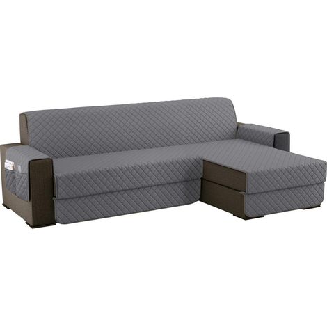 Housses de Canapé Dangle 200cm Gauche/Droit Universel Impermeable avec Accoudoirs, Réversible Protégé Canapes -Gris Clair (1/5)