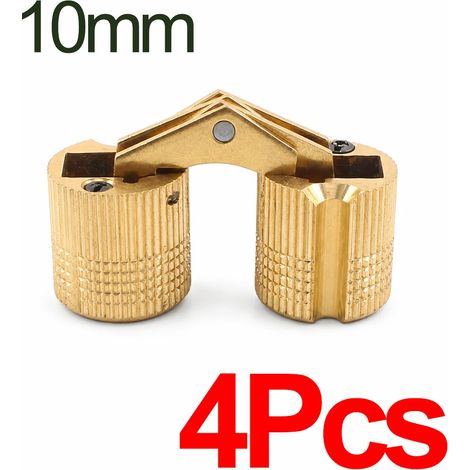 (10 mm - 4 pièces - Chine continentale) Charnière invisible en laiton à barillet, ouverture à 180°, charnière de porte cylindrique de 8 à 16 mm, quincaillerie invisible pour meubles et boîtes de range (1/5)