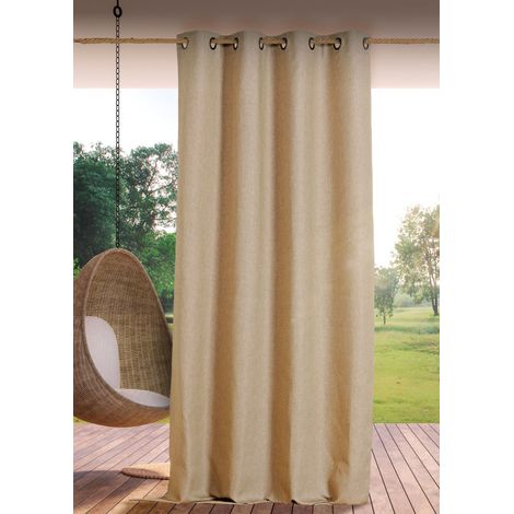 Rideau extérieur ROOFTOP 140 x 265 cm – Œillets anti-rouille – 100% polypropylène - 140x265cm - Lin