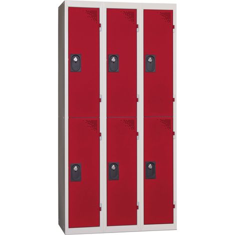 PROVOST - Vestiaire multicases Provost - 3 colonnes, 2 cases par colonne, monobloc rouge