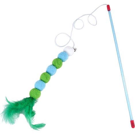 Jouet Interactif Pour Chat - Baguette Teaseur Avec Plume Et Clochette - 31 cm - Pour Exercice Intérieur - 1 Pièce (1/3)