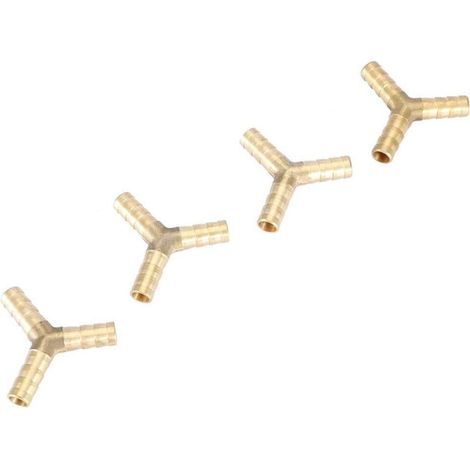 Raccordo a Y in ottone a 3 vie con attacco a barb per tubo flessibile, aria, acqua e gas, diametro esterno (8 mm, 4 pezzi) -Crezuo
