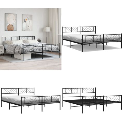 Metallbett ohne Matratze mit Fußteil Schwarz 180x200 cm - Metallbett - Doppelbett - Boxspringbetten - Bettrahmen - Schlafraum - Home & Living (1/5)