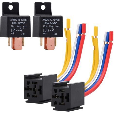 Lot de 2 relais automobiles 80 A 12 V – Faisceau de câblage 5 broches – Pour ventilateurs, pompes et électrovannes – Installation facile – JD2912-1Z-12VDC (1/5)