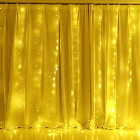 3 x 3M 300 LED Musical String Lights Curtain, 4 Music Modes, 8 Lighting Modes, USB Remote Control, Music Lights, Window Decoration, for Christmas, Wedding, Home, Patio - Warm White (1/4)