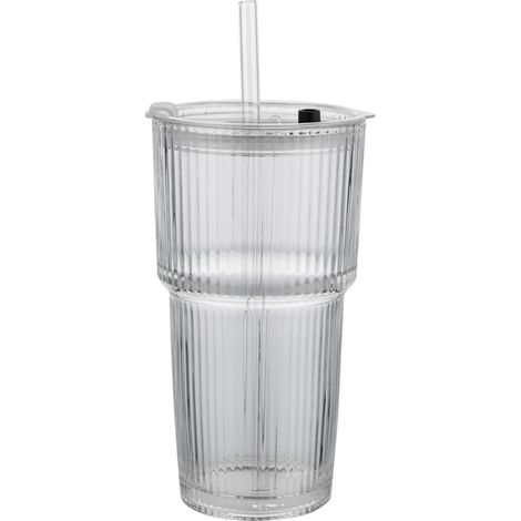 Verre Vetrino rainuré avec couvercle et paille 540 ml (1/5)