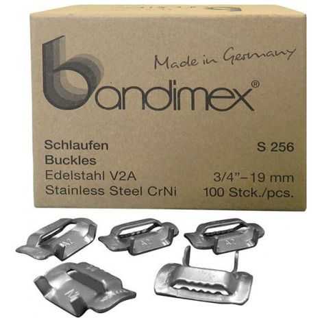 Boucles cerclages 1/2 V2A- acier inoxydable Pack a 100 Unités Bandimex (1/2)
