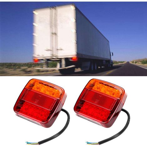 Lot de 2 feux arrière 12V 20 LED pour bateau, camion ou remorque, avec clignotants, feux stop et feux de freinage. (1/5)