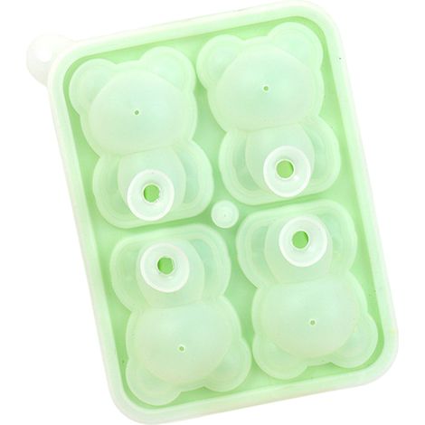 Moule à glaçons en forme de petit ours avec 4 compartiments, moule en silicone pour la fabrication de glaces, de bougies pour gâteaux, vert (1/5)