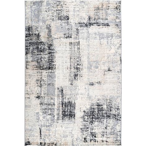 Tapis moderne gris effet 3d relief géométrique intérieur - 150 x 80 cm (1/3)