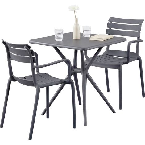 Gartenmöbel-Set Avena mit 2 Stühlen dunkelgrau