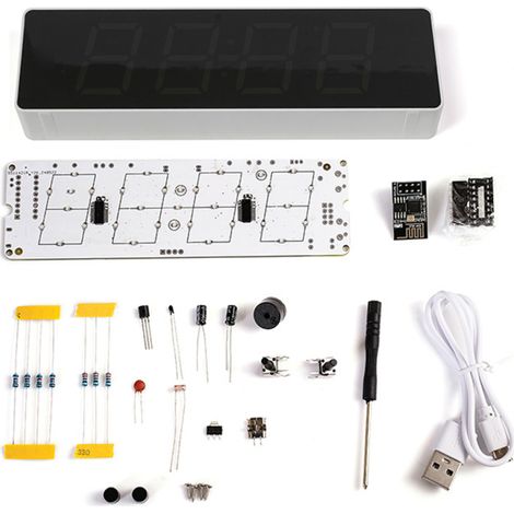 Kit de reloj electrónico inteligente IoT ESP8266 con WiFi a color, sincronización horaria automática, pantalla y brillo personalizables, ideal para practicar soldadura. (1/5)