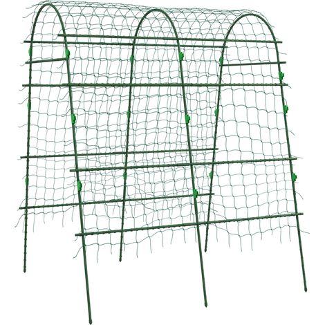 Supporto per piante rampicanti con rete regolabile in acciaio rivestito verde 144 x 167 x 206 cm per giardino e balcone (1/5)