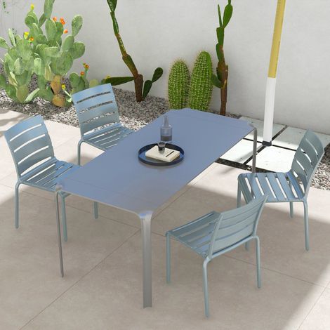 Lot avec assise et dossier à lattes 42L x 54l x 78H cm gris - de 4 chaises de jardin chaises de bistro empilables
