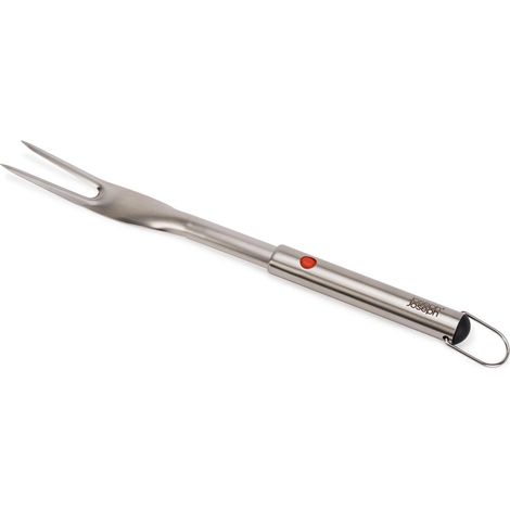 Forchettone GrillOut™ Joseph Joseph, con manico allungabile, ideale per il barbecue, design de acciaio inox, rebbi affilati, testa retrattile per riporlo, facile depulizia - acciaio inox
