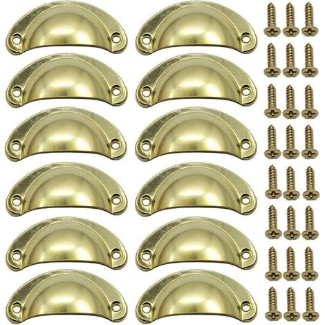 Poignée Bouton de Porte Décoration Rétro pour Meuble Tiroir Poignée de Coquille Vintage pour Tiroir Armoire Meuble Cuisine Fer Incurvé Bouton de Porte de Placard Retro Pour Armoire(12PCS) (1/5)