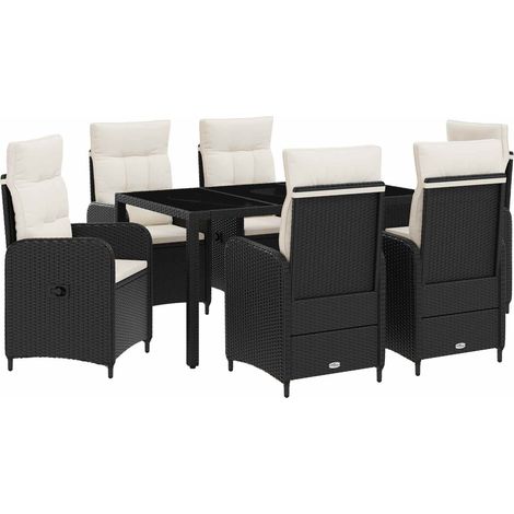 Maison Exclusive - Set da pranzo per esterni 7 pz Nero e Bianco Crema polyrattan (1/5)