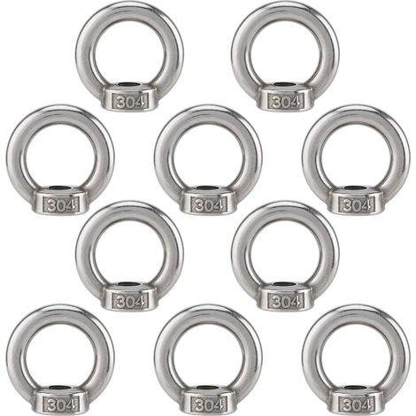 Lot de 10 Écrous à Anneau M10 - Acier Inoxydable 304 - Fixation et Levage Robuste - Pour Bricolage et Industrie - Dimensions 42,6mm (1/5)