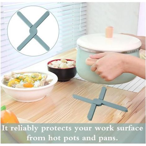 Lot de 4 dessous de plat en silicone résistant à la chaleur - Pliables - Pour casseroles et poêles chaudes (1/5)