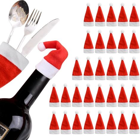 Set mit 50 Besteckbeuteln, Weihnachtsmannmütze, Tischdeko-Beuteln für Weihnachten, Partydekorationen, Organizer (1/5)