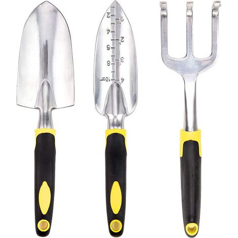 Outils de Jardinage, Trois pièces d’Outils de Jardinage Lourds moulés en Aluminium avec Une poignée antidérapante caoutchoutée, des Outils à Main de Jardin durables Cadeaux de Jardin (1/5)