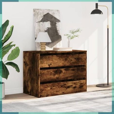 852856 Commode d'angle chêne fumé 80x41x58 cm bois d'ingénierie (1/5)