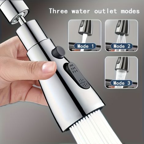 Packungsinhalt: 1 Stück: Brandneue Küchenarmatur mit Edelstahl- und ABS-Kunststofffilter – 3 Wasserstrahlmodi, 360°-Drehung (1/4)
