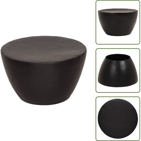 Couchtisch Aluminium Gehämmert Ø 50x30 cm Schwarz - Couchtisch - Alu Couchtisch - Gehämmerter Couchtisch - Schwarz Couchtisch - Wohnzimmerschmuck (1/5)