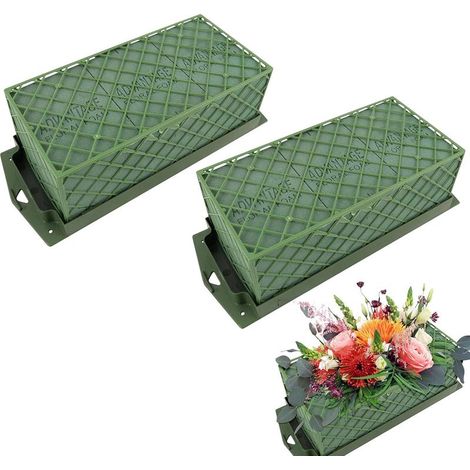 2 Pièces Mousse Florale pour Fleurs Fraîches et Artificiels, Mousse pour Composition Florale avec Support et Grille, Éponge à Fleurs pour Arrangement Floral Centre de Table Mariage Déc (1/5)